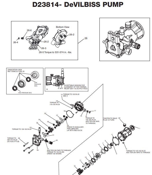 EC-CELL EXPH2225-HD-2 pump D23814 repair parts